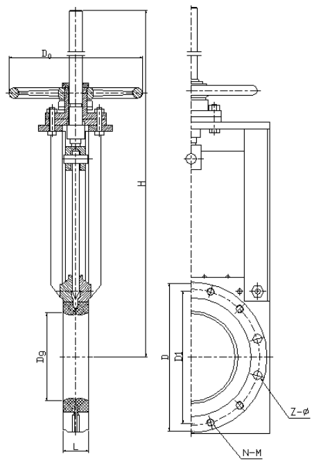 對(duì)夾式無隙閘閥結(jié)構(gòu)示意圖